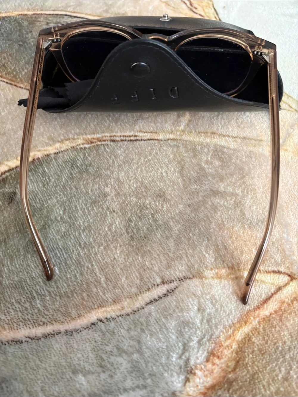 Diff Eyewear Transparent Brown Frames with Gold Temple Logo